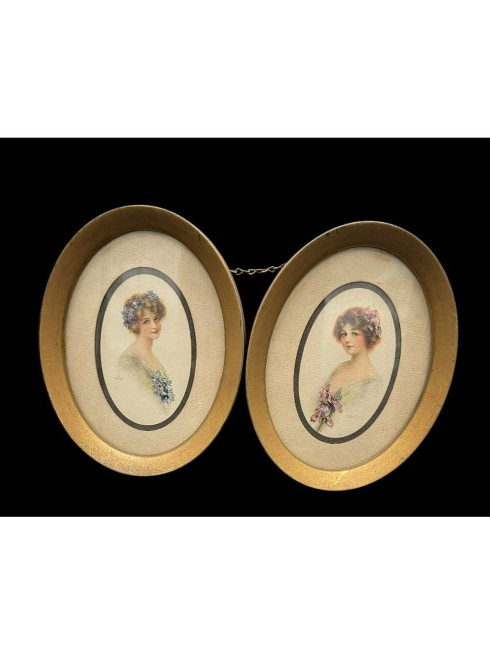 Pair of "Cornflower Blue Lady" RARE "Pink Orchid Lady" 1912 J. Knowles Hare Ov